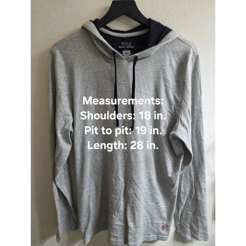 Polo Ralph‎ Lauren Mens Hoodie Medium Gray Supreme Comfort Pullover Pony Lounge